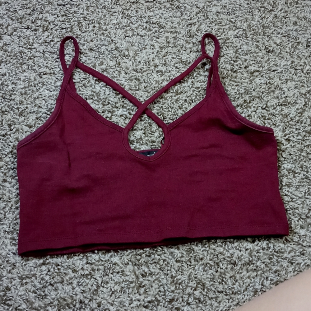 S Ambiance burgundy crop top